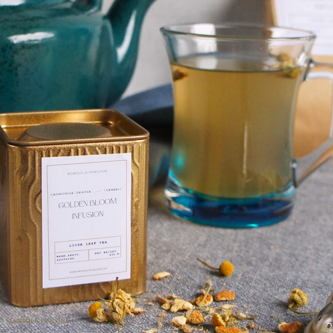 Chamomile, Orange & Turmeric Loose Leaf Tea - Golden Bloom Infusion image 2